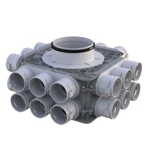 Rozdzielacz pionowy 24-króćcowy, przyłącza DN75 potrójne, 24x75/200 mm