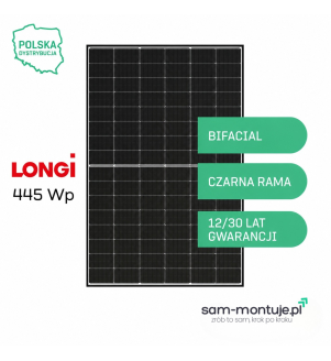 Moduł fotowoltaiczny Longi 445W LR8-48HGD-445 (Hi-MO 7, czarna rama, N-Type, bifacial)