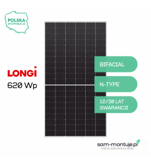Moduł fotowoltaiczny Longi 620W LR8-66HGD-620 (Hi-MO 7, srebrna rama, N-Type, bifacial)