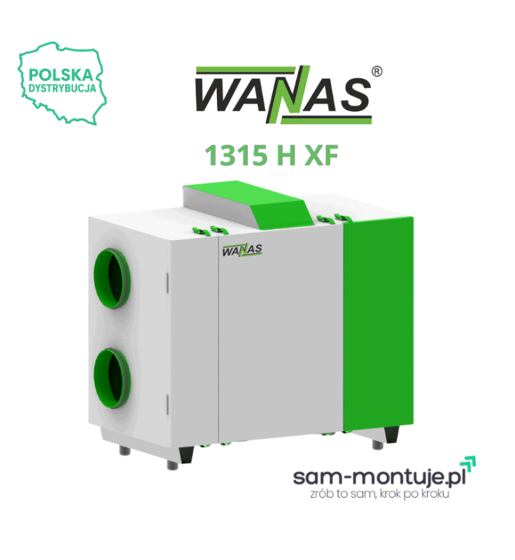 Wanas Rekuperacja 1315H XF – centrala WANAS1315HXF z odzyskiem ciepła, model 1315H XF