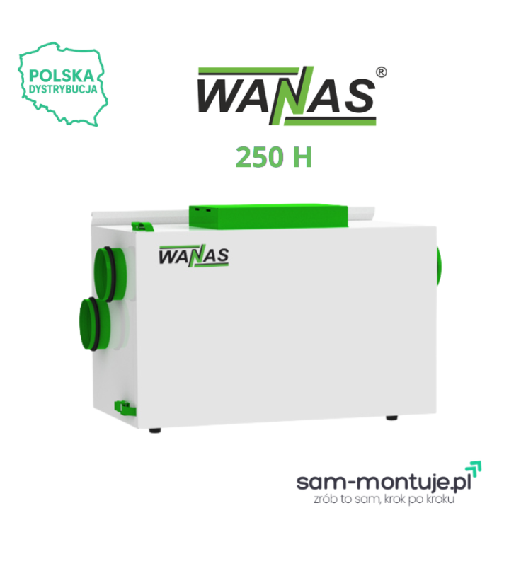 Wanas Rekuperacja 250H SV2 - kompaktowy rekuperator poziomy WANAS250HSV2