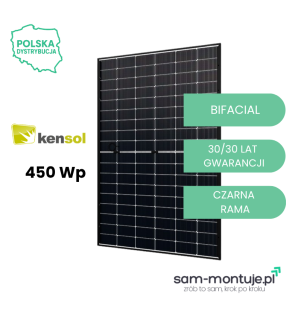 Moduł fotowoltaiczny KENSOL 450W (n-type, bifacial, czarna rama)