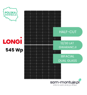 Moduł fotowoltaiczny Longi 545Wp (bifacial, srebrna rama)