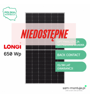 Moduł fotowoltaiczny Longi 650Wp LR7-72HVH-650 (srebrna rama, N-Type, Hi-MO X10)